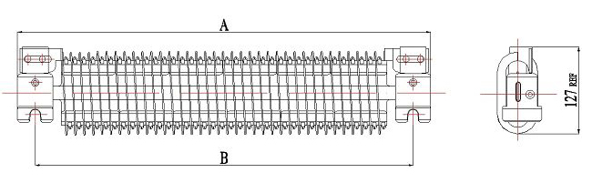 橢圓形板式高電流大功率電阻器 (DOE) 尺寸圖